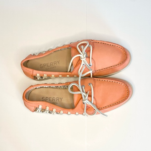 Sperry Top-Sider #STS95546 Peach with open white leather woven sides - Picture 6 of 11